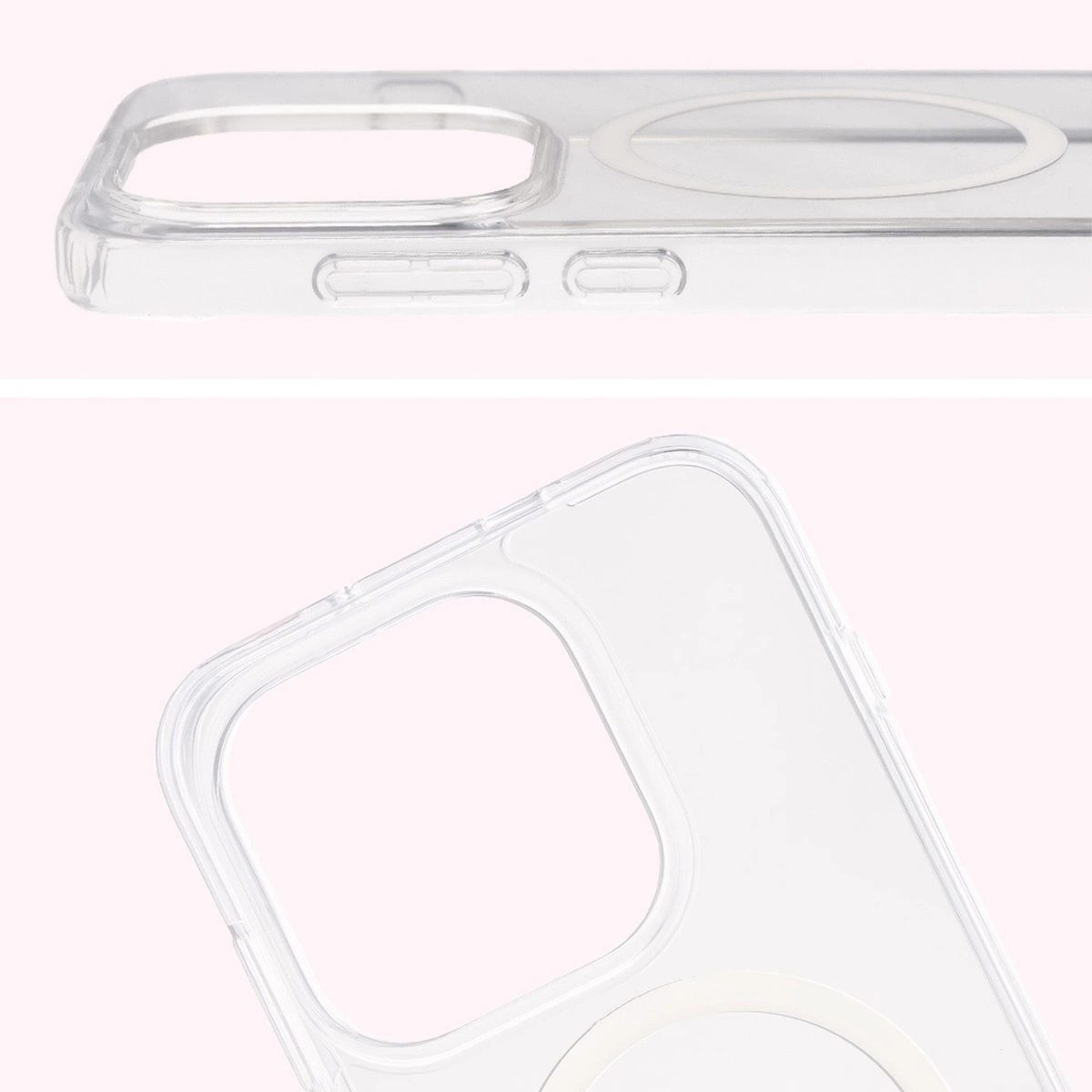 Pełne wycięcie i podwyższone krawędzie aparatu w etui Bizon Case CrystalO do OnePlus 15